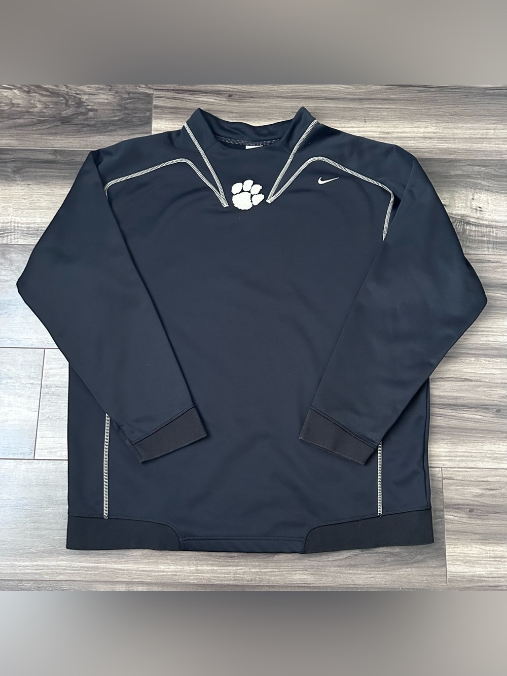 Nike Clemson Tigers Fleece Compression Crewneck Pullover Men’s XL Black